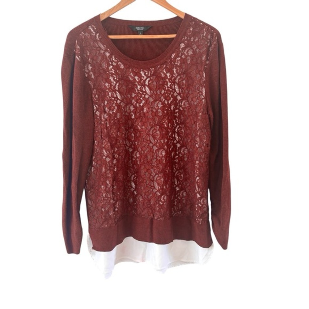 Simply Vera Wang Whimsigoth Tunic Top Womens Size XL Fairy Grunge Burgundy